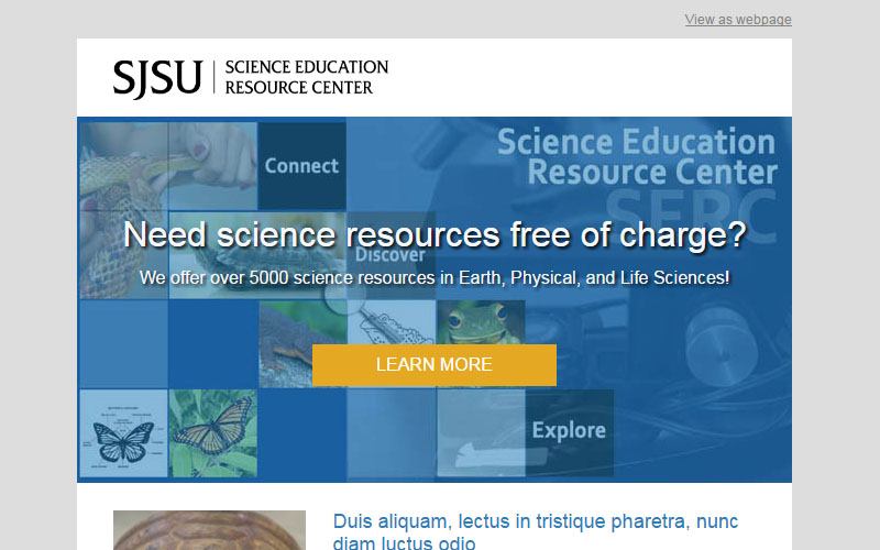 SJSU SERC Template Email Newsletter